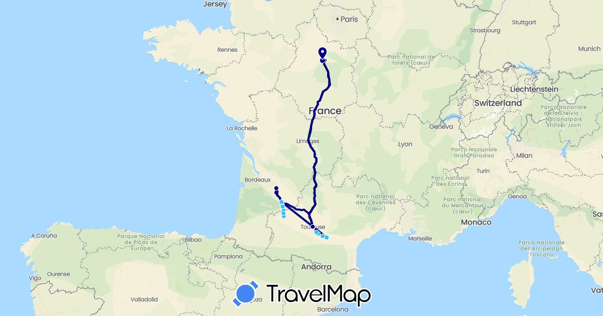 TravelMap itinerary: driving, boat in France (Europe)