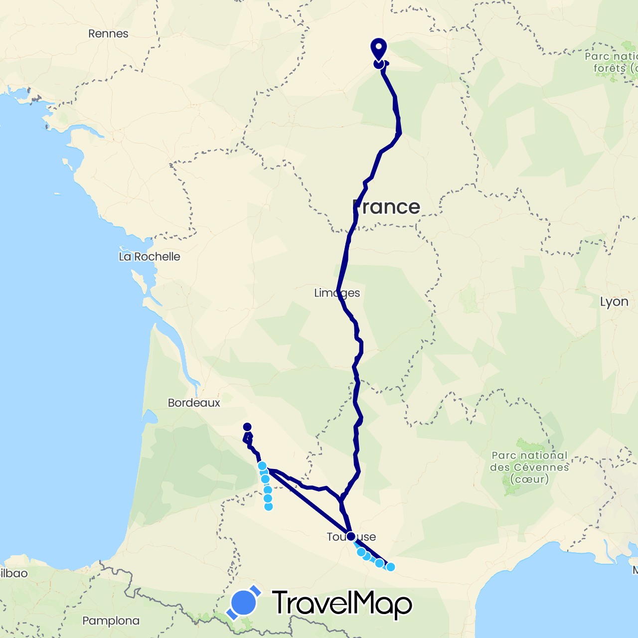 TravelMap itinerary: driving, boat in France (Europe)